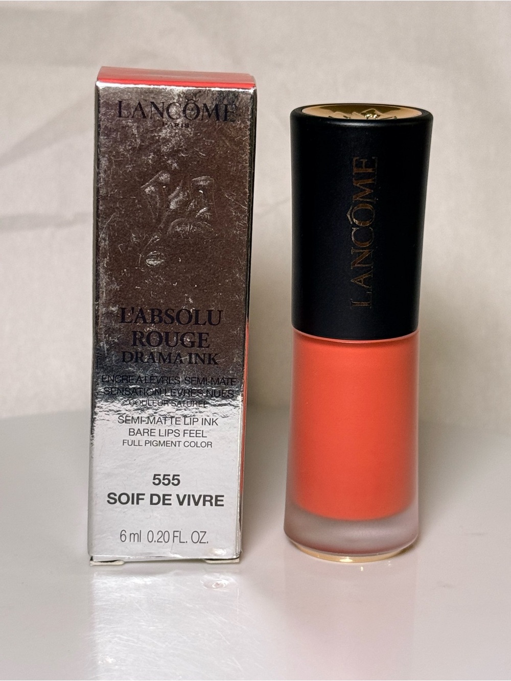 Lancome L'Absolu Rouge Drama Ink Semi-Matte Lip Tint - 555 Soif De Vivre (Coral)